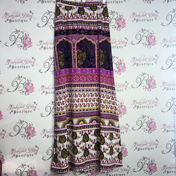 Lily star skirt bohemian long maxi skirt purple pink yellow gold white Bollywood - Picture 7 of 13